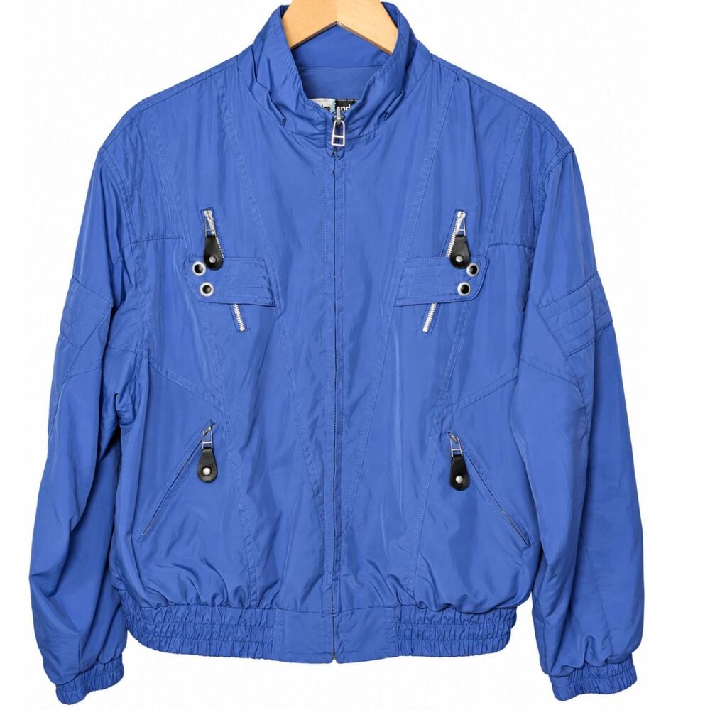 Vintage Jamie Sadock Blue Utility Windbreaker Jacket M 90s Y2K Streetwear